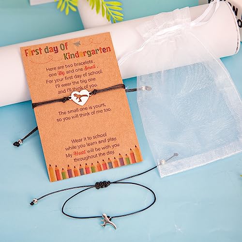 Image of Back to School Supplies, First Day of Kindergarten Bracelet, Back to School Bracelet Mommy and Me, Prek Matching Wish Bracelets Set, Adjustable Bracelet for Boys Girls Gifts Stuff Bulk