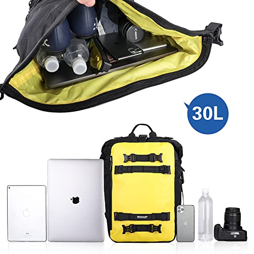 Alforja para motocicleta Rhinowalk 30L impermeable amarilla miniatura 4