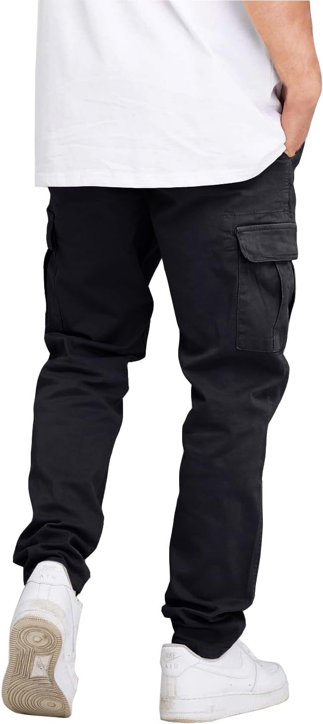THWEI Cargo Pants for Men Casual Drawstring Joggers Cotton Work Sweatpants Multi Pockets - Image 3