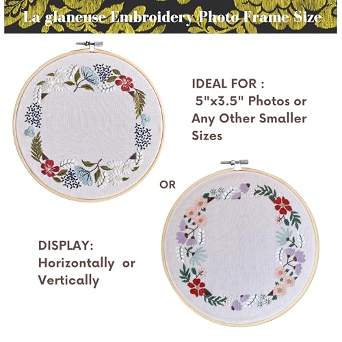 Image of La glaneuse 3 Pack Embroidery Kit for Beginners, Needlepoint Kits for Adults with Baby Hand and Footprint Stamped Embroidery Pattern, DIY Photo Frame Kit for New Mum, New Parent