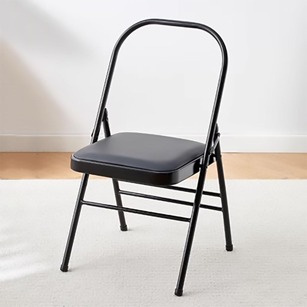 Sedia Yoga Pieghevole In Pelle PU - Senza Schienale, Design A Tre Travi, Portatile Per Adulti - Foto 5