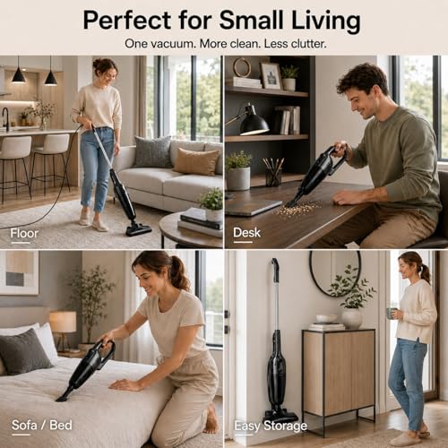 Image of FUNCCUBE Vacuum Cleaners for Home - Corded Stick Vacuum Cleaner, High Power Suction Vac for Pet Hair Carpet Hardwood Floor, Household Hand Lightweight Handheld Portable Car Vac, (Black)