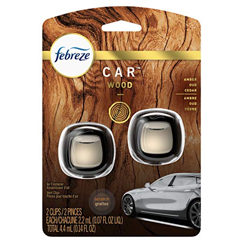 Image of Febreze Car Air Fresheners, Wood Scent, Odor Eliminator Vent Clips (2 Count)