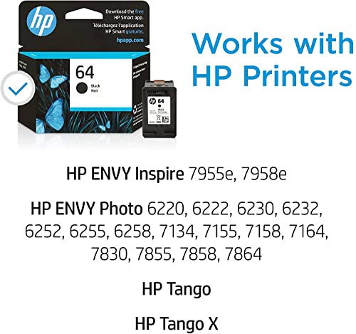Original-HP-64-Black-Ink-Cartridge-Works-with-HP-ENVY-Inspire-7950e-ENVY-Photo-6200-7100-7800-Tango-Series-Eligible-for-Instant-Ink-N9J90AN