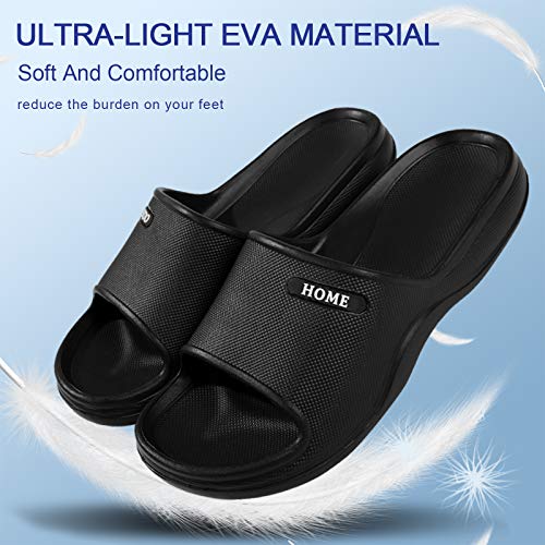 Soft Sandals Slides For Women Men Lightweight Beach Pool Shower Shoes Bathroom Slippers, Black #TOP1