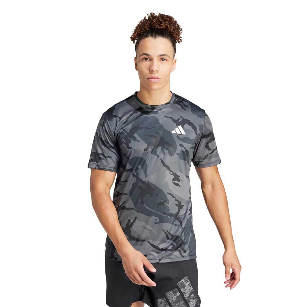 adidas Men's Train Essentials Seasonal Camo Tee, Grey Five/Grey six/Carbon/Black, M