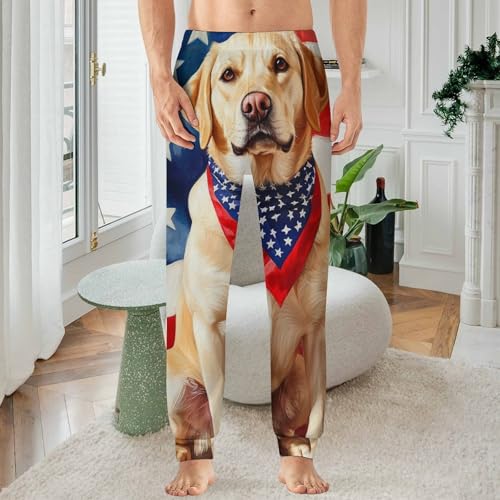 Labrador Dog U.S. Flag Men's Pajama Pants Soft Lounge Bottoms Lightweight Jogger for Sleeping2