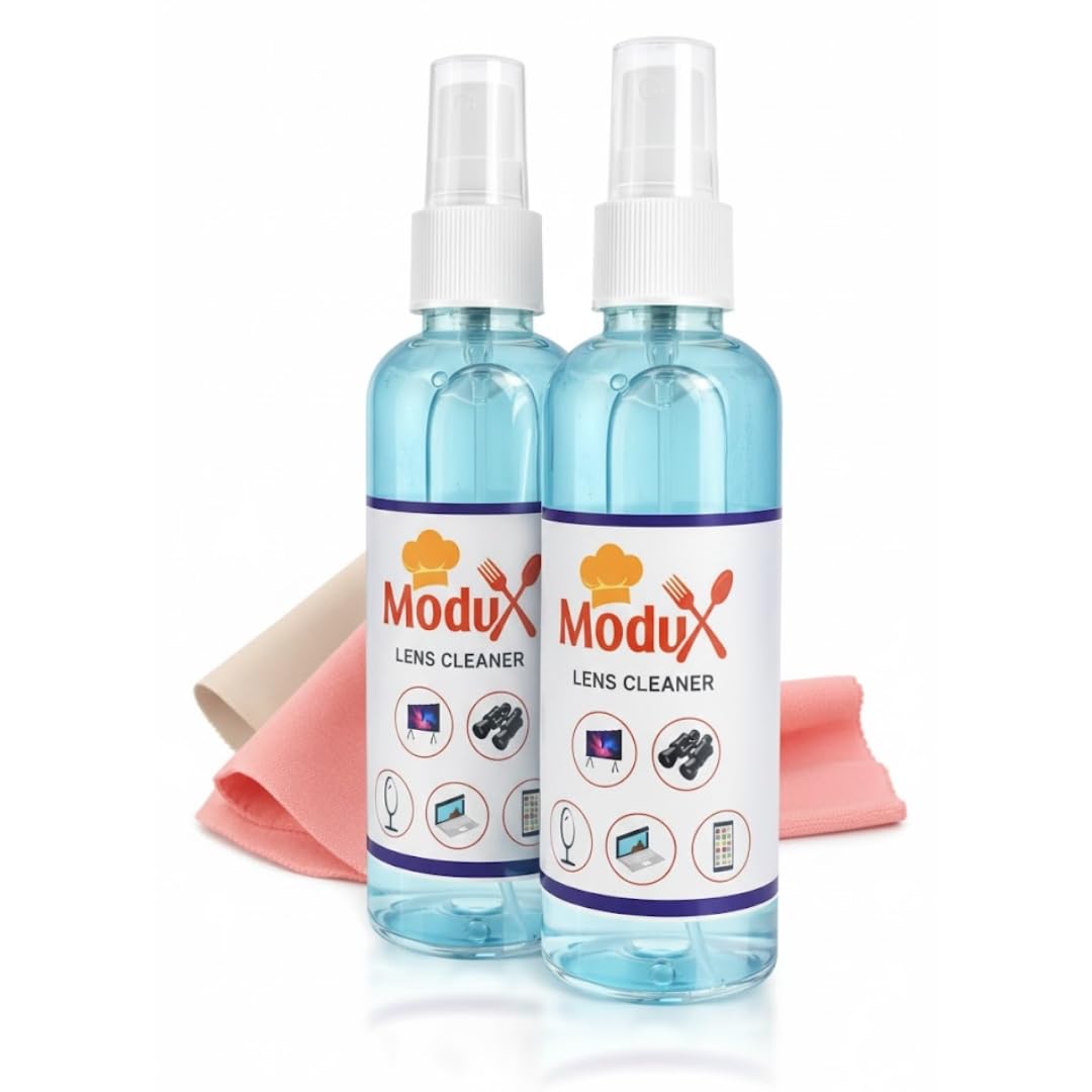LENS CLEANER 100 ML + 100 ML + 2 CLOTH Perfect Lens Cleaner for Spectacles, Eyeglasses, Sunglasses, Camera Lenses and Binoculars (ADVANCE COMBO KIT 200 ML)