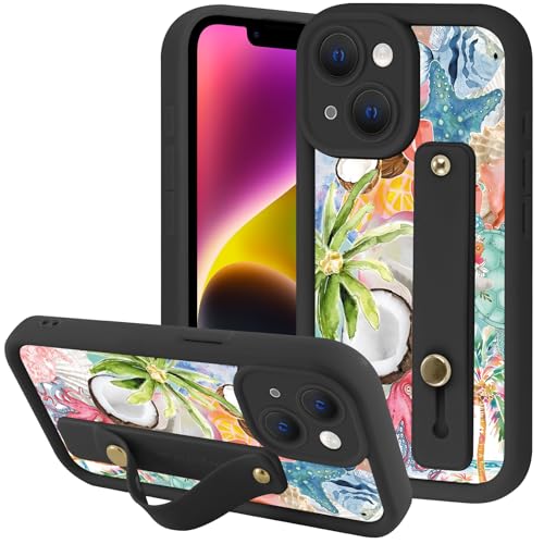 Coque iPhone 14 antichoc Ocean Collage Funda silicone avec lanière