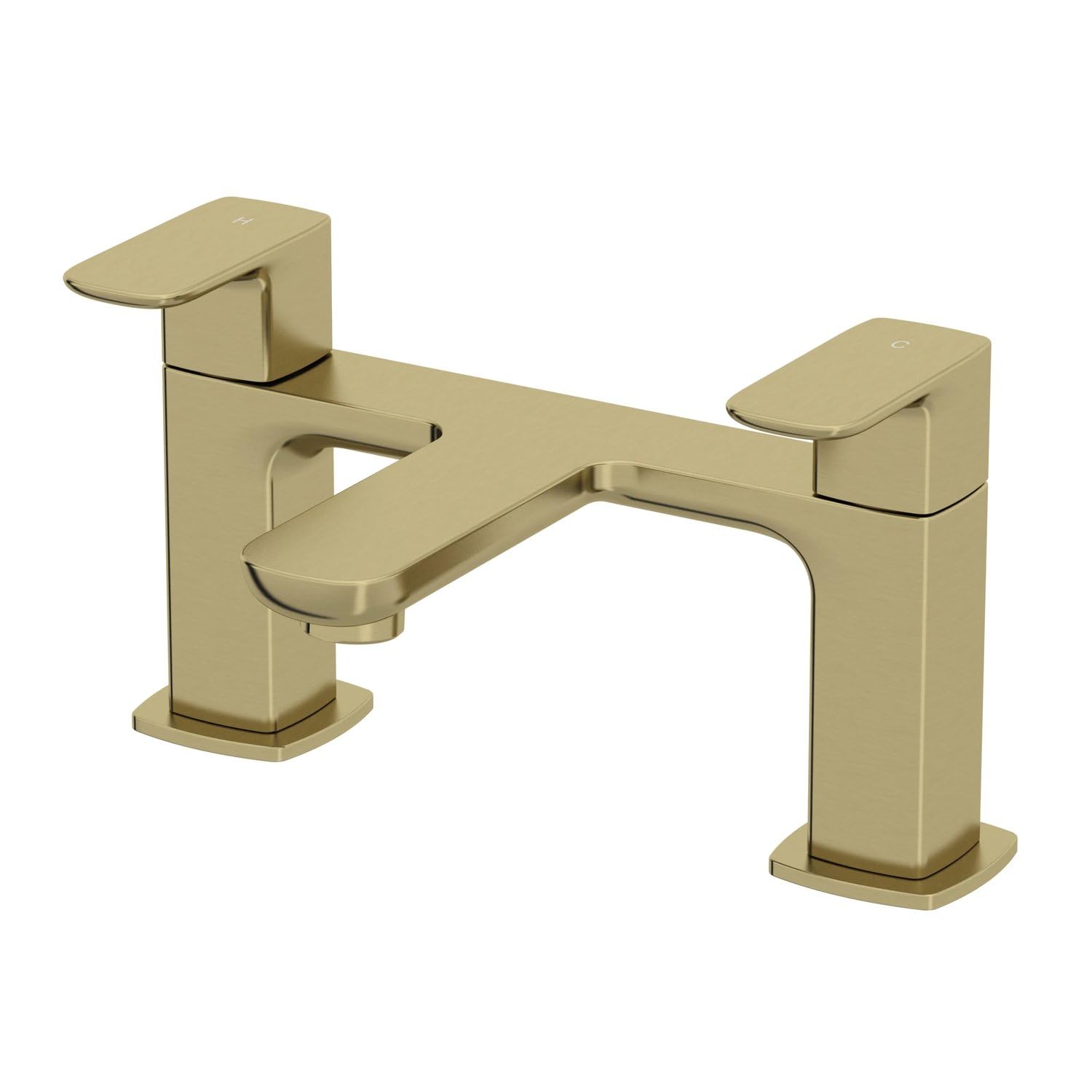 Architeckt Brushed Brass Architeckt® Matera Bathroom Bath Filler Mixer Tap Deck Mounted Square Twin Lever Handle For Bathtub Modern,