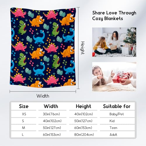 Dinosaur Blanket for Boys - Colorful Soft Fuzzy Throw Gifts - 30x40 Inches Cute Blankets for Couch & Office