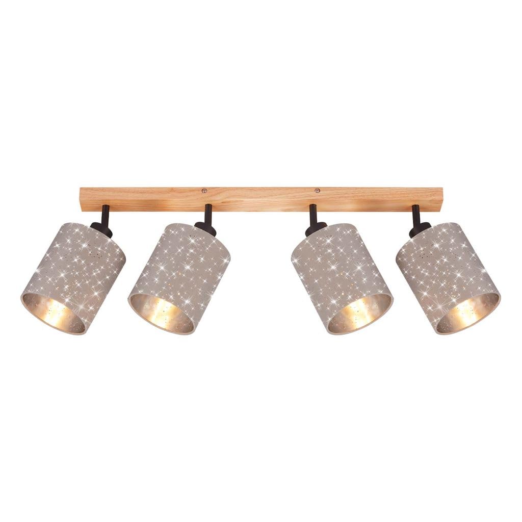BRILONER - Deckenlampe mit Sternenhimmel, schwenkbar, Lampenschirm aus Stoff, Deckenleuchte, Lampe, Schlafzimmerlampe, Küchenlampe, Deckenstrahler, Deckenbeleuchtung, 65x13x15,5 cm, Taupe