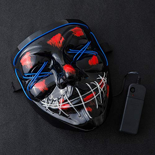 Máscara com luz azul assustadora festa de terror divertida máscara iluminadora de luz fria máscara a