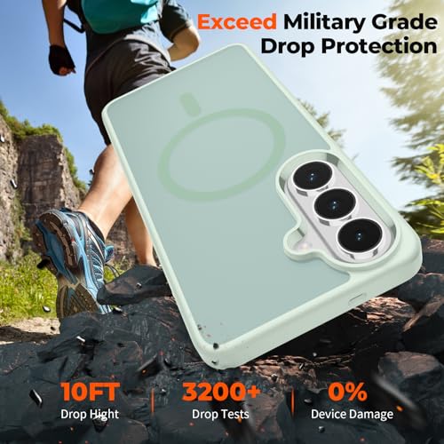 Image of SUPFINE Magnetic for Samsung Galaxy S26 Plus Case with Screen Protector, (Built-in Magnets) (Military Grade Drop Protection) Slim Translucent Shockproof Phone Case,Light Green