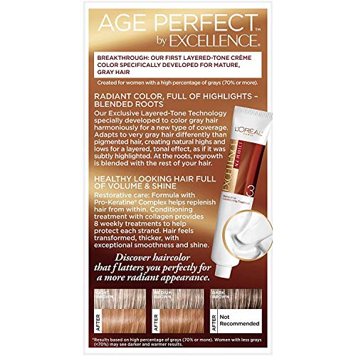 Image of L'Oreal Paris ExcellenceAge Perfect Layered Tone Flattering Color, 6CB Light Soft Reddish Brown