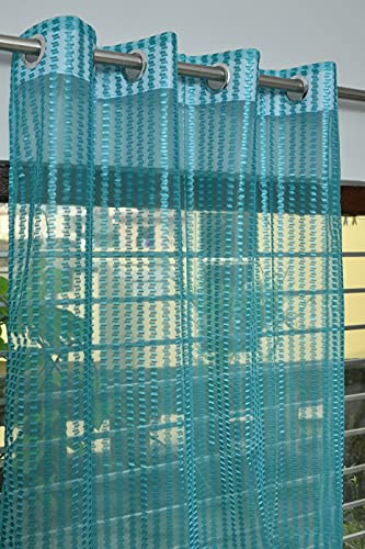 Image of HOME UTSAV 1 Piece Sheer Premium Tissue Net Polyester Curtains for Long Door 8 Feet, Aqua