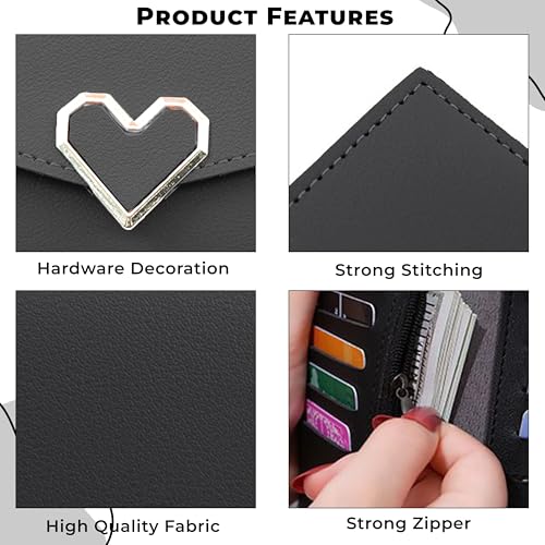 Image of Kraptick Women's Wallet -Stylish and Compact Purse Clutch Wallet for Women, Stylish Card Coin Holder, Debit Card Holder, Money Organizer and Travel Wallet for Women with 13 Slots (Black)