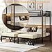 Bellemave Triple Bunk Bed for Kids, Detachable Twin Over Twin Over Twin Metal Bunk Bed with Guardrails, Ladder & Storage, Converts to 3 Separate Twin Beds, Easy to Assemble (3 Bunk Beds for Kids)