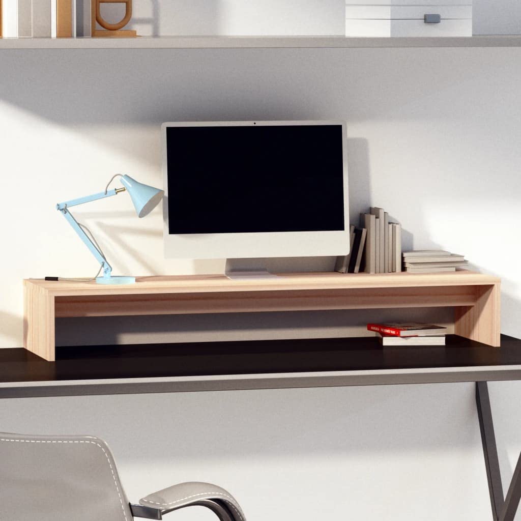 Supporto per Monitor,Supporto TV da Tavolo,Rialzo Scrivania,Porta Computer per Laptop,Computer,iMac,PC 100x27x15 cm in Legno Massello di Pino