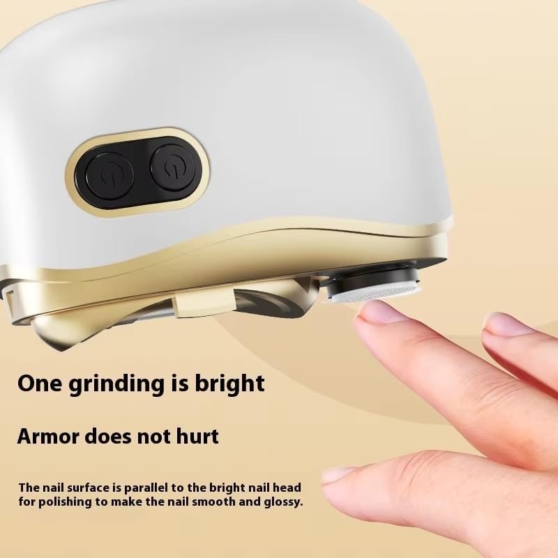 A finger being inserted into the trimming slot of the electric nail clipper