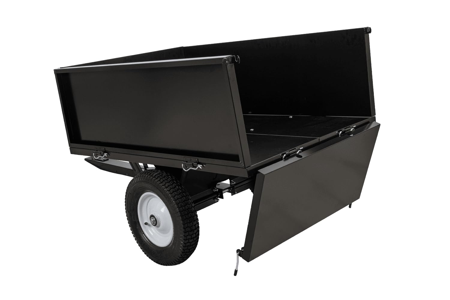 UNITRAILER Remolque de jardín basculante 225 kg para Tractor y Quad | Estructura de acero resistente, ruedas extraíbles y ruedas todoterreno. Ideal para transportar madera, tierra y heno.