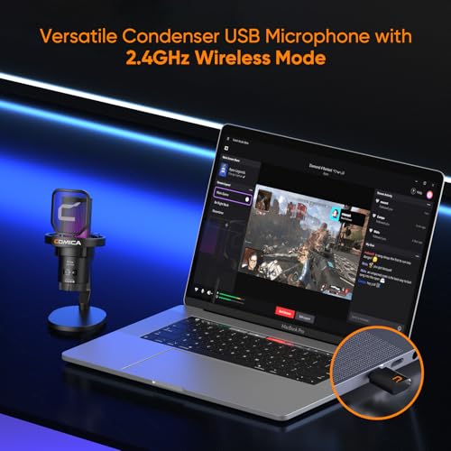Image of comica EJoy Uni Pro Wireless USB Microphone with USB C Receiver,RGB Condenser Microphone for Streaming /Podcasting /YouTube /Vocal Recording