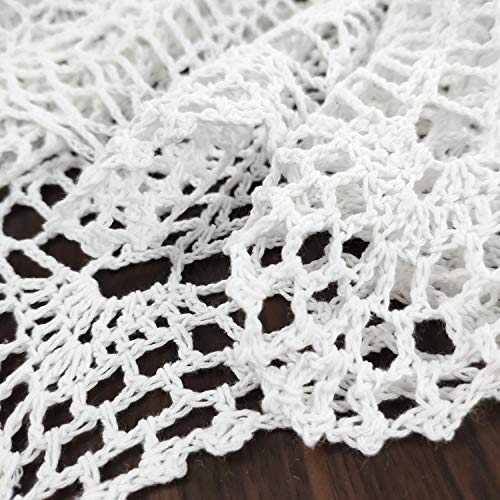 Ustide 100% Cotton Crochet Lace Tablecloth Round, 70 Inch White Wonderful Tablecloths Kitchen Dining Table Cover Wedding Cover #TOP5