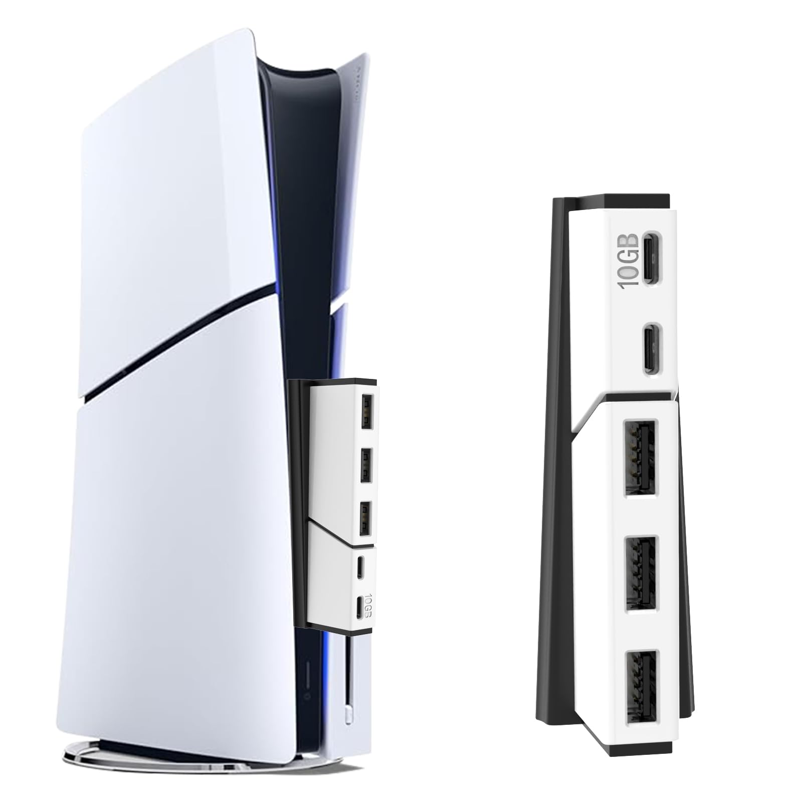 USB Hub for PS5/PS5 Pro Slim Console Digital & Disc- 5 Ports High-Speed Expansion USB Port Extender for PS5 Slim Adapter with 3 USB + 2 Type C Ports