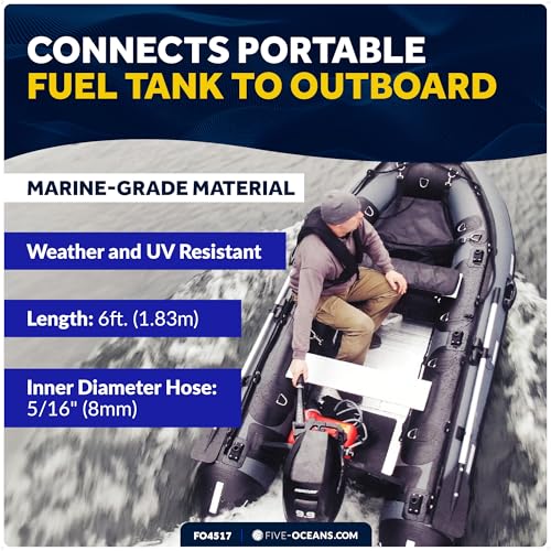 Image of Five Oceans Marine Fuel Line with Primer Bulb, 5 /16-Inch x 6 foot, Universal Outboard Boat Fuel Hose, EPA /CARB Approved, Ethanol-Compatible, Leakproof - FO4517