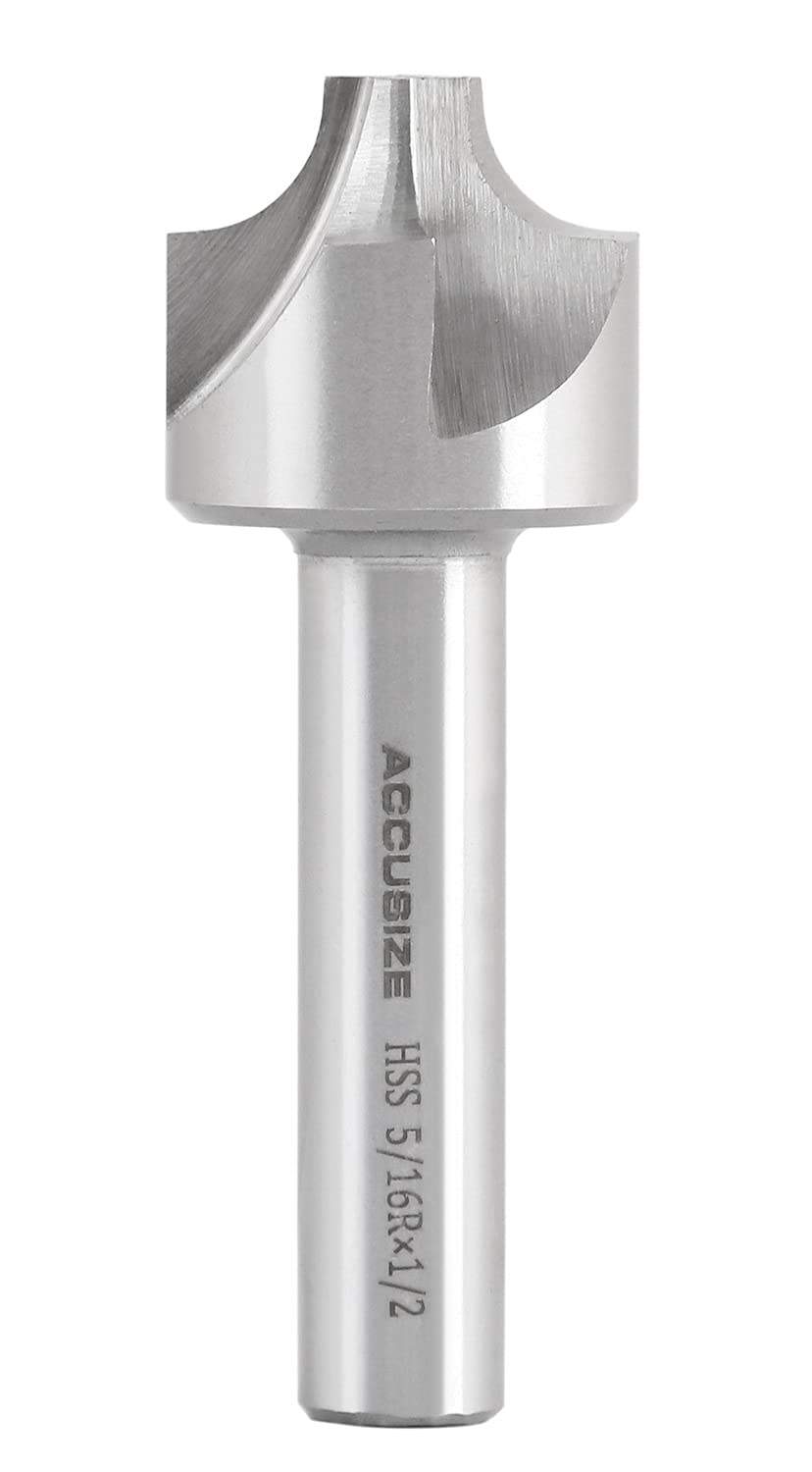 Accusize Industrial Tools Hss Corner Roudning End Mill, 5/16'' Radius, 1/2'' Shank Diameter, 1-1/8'' Largest Diameter, 3-1/4'' Oal, 1011-0512