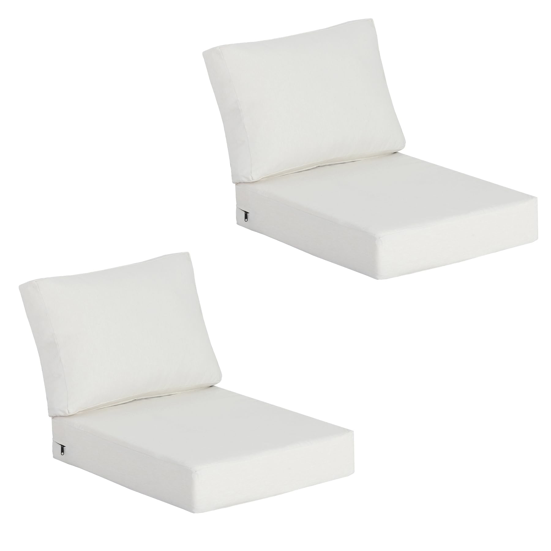 23.5"x27" outdoor deep seat patio cushions set of 2, deep seat bottom resilient foam filling water-resistant stain-resistant uv resistant weather resistant with ykk zippers, almond