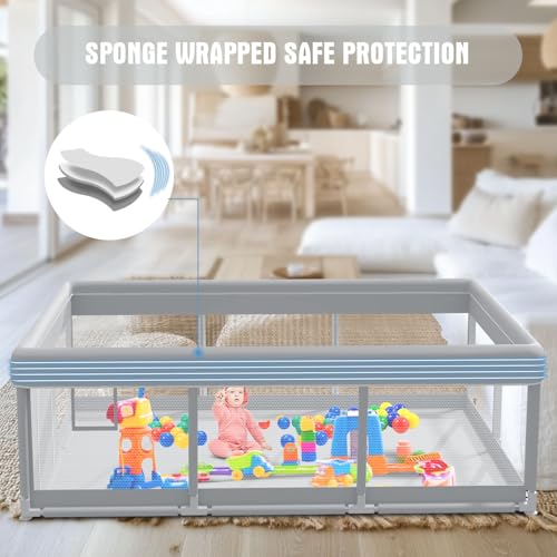 Hiaksedt Baby Playpen 74X50 Inch Large Playpen For Babies And Toddlers Baby Fence Baby Play Yards For Indoor & Outdoor With Breathable Mesh Anti-Fall Playpen thumb #5