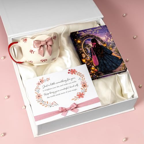 Image of Rarejoy Bow Theme Gift Hamper for Her | Cute Bow Mug, Aesthetic Diary & Greeting Card | Romantic Gift for Women, Girls | Perfect for Valentine's Day, Birthday, Farewell, Women's Day, Anniversary 3In1