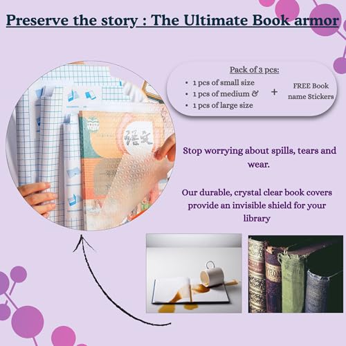 Image of (3books) Transparent Protective Book Covers, Waterproof Self-Adhesive Book Cover for Office School Textbook Protective Case Lamination for Books, Clear Book Cover Set with Name Labels, A4 /16K /22K,