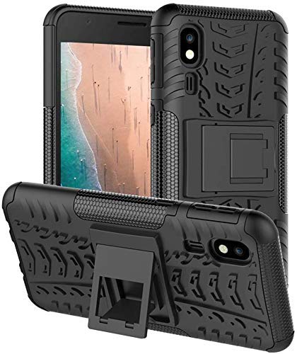 Thin Fit Polycarbonate Dazzle Kick Stand |Heavy Duty | Shock Proof |Back Cover for Samsung Galaxy A2 Core (Polycarbonate | Black)