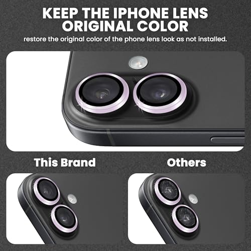 Image of ArmourPro Premium Camera Lens Protector Tempered Glass Compatible For iPhone 17 Tough HD Individual Aluminum Alloy Rings 9H Camera Cover, Scratch-Resistant,Camera Lens Protection| Purple