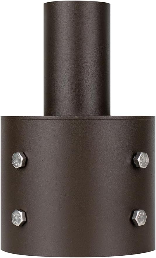 Tenon Adapter for 6 Inch Round Light Pole, Slip Fitter LED Parking Lot Lighting Pole Top Mount Bracket, Bronze Outdoor Street Shoebox Mounting Accessories with 2-3/8in Tenon