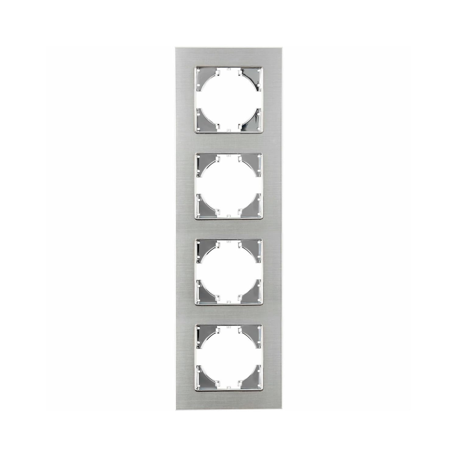 Cadre encastrable aluminium haut de gamme argent horizontal 4 postes