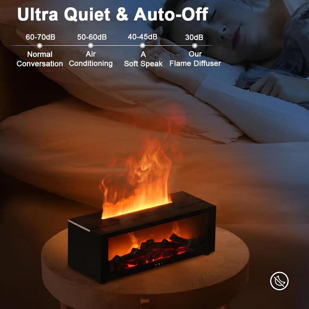 Akcesoria dekoracyjne do domu, mini dyfuzor olejków eterycznych z płomieniem 3D, nawilżacz, timer, 150 ml, lampka nocna LED 7 kolorów, tee