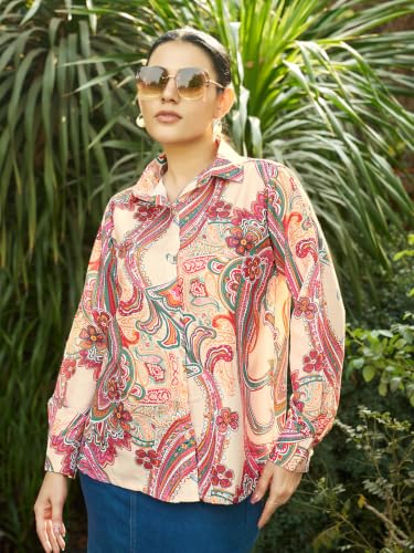 Image of Leriya Fashion Women's Rayon Korean Style Long Sleeve Oversized Button Down Shirt | Plus Size Workwear Top for Office & Casual Wear (Available in Plus Size)