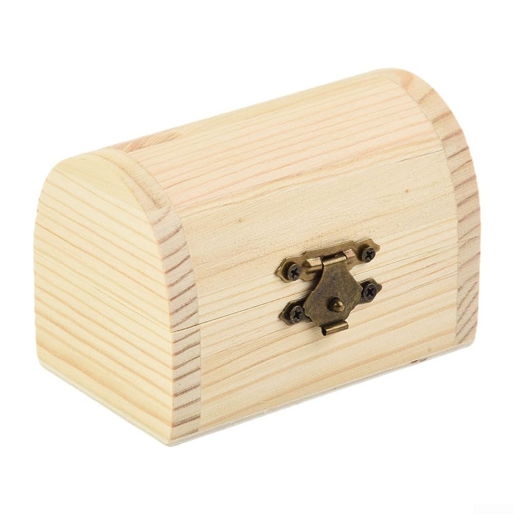 Plain Wood Arched Storage Box Plain Wood Storage Craft Box With Hinges, For Personalisation And Keepsakes(S)