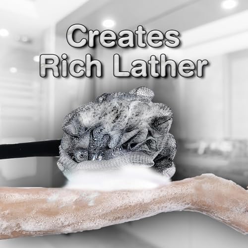 Image of Vega Luxury Black Bath Brush with Long Handle | Ultra Soft & Firm Bristles | Body Scrubber for Dead Skin Removal, Back & Full Body Cleaning | Exfoliating Back Bath Brush for Men & Women (BA-1 /8)