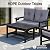 WENTUM 5-Piece HDPE Patio Conversation Set w/ 4 Cup Holders, All-Weather Outdoor Sectional Furniture, Thick Washable Cushions, Coffee Table & Side Table for Backyard Porch Poolside, Black
