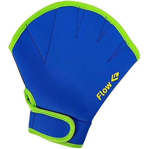 Flow Swimming Resistance Gloves - Webbed Gloves for Water Aerobics, Aquatic Fitness, and Swim Training (Blue/Green, X-Large) Cover