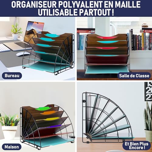 Organisateur de bureau en éventail 6 compartiments modulables - 5