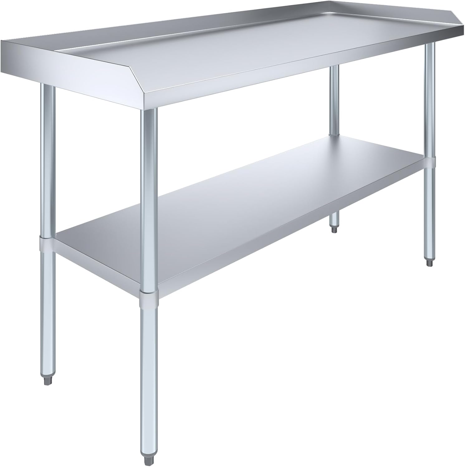 60" Stainless Steel Work Table with Galvanized Undershelf and Backsplash