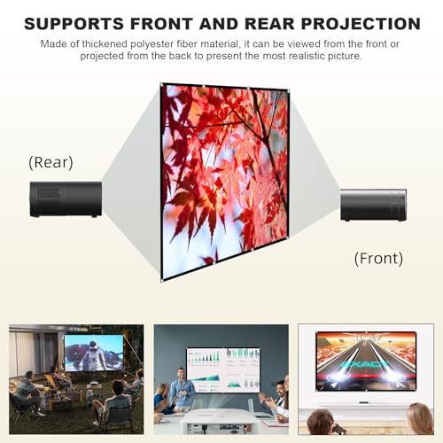 Image of Projector Screen 250 inch, XINLEMY Large 4K HD 16:9 Foldable Portable Projection Cinema Screen Washable Double-sided Video Projector Screen Suitable for Backyard Partying