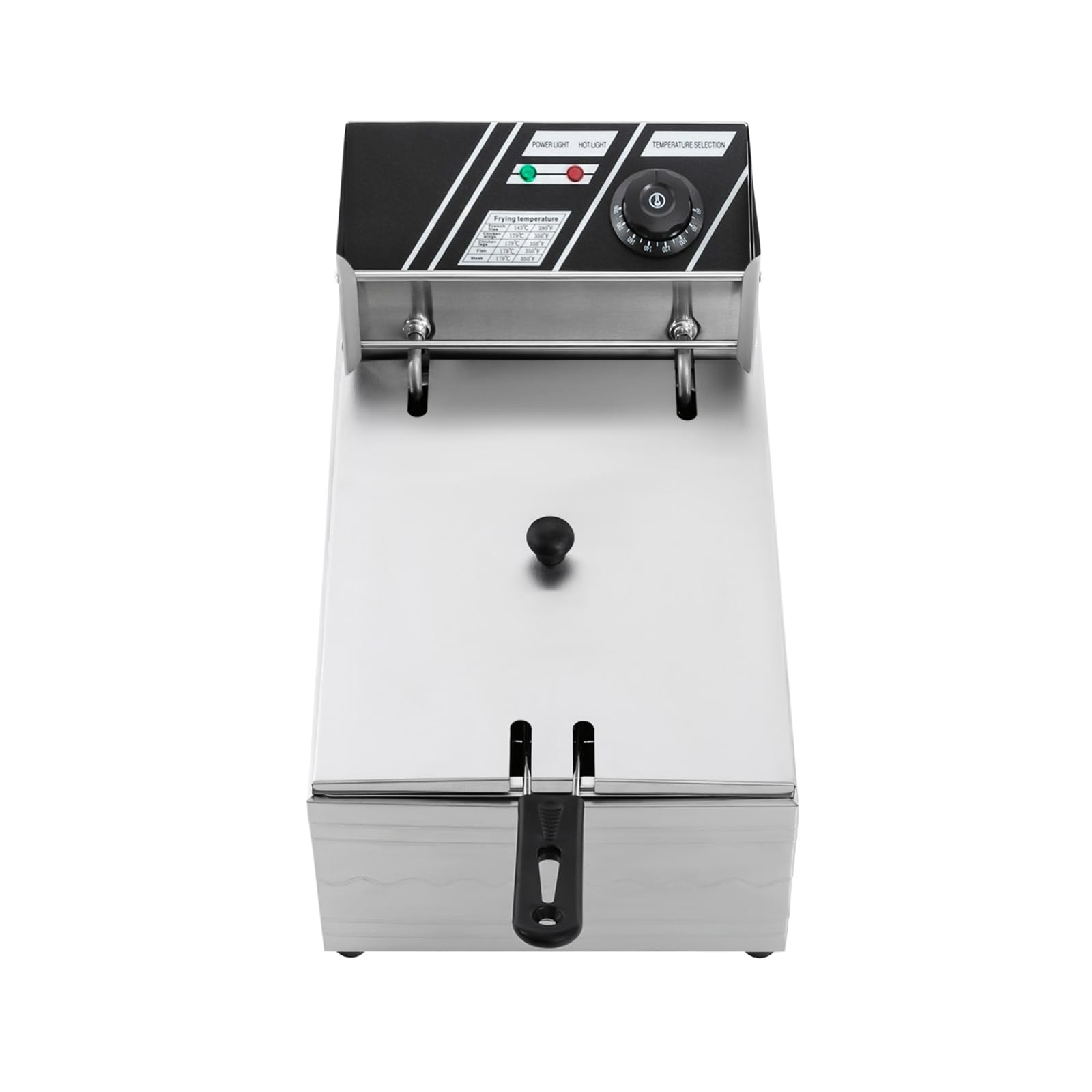Friggitrice singola, Friggitrice elettrica in acciaio inox, 2 serbatoi da 6L, Controllo preciso della temperatura dell'olio, 60-200℃, Friggitrice elettrica a immersione da 2500W, per ristoranti