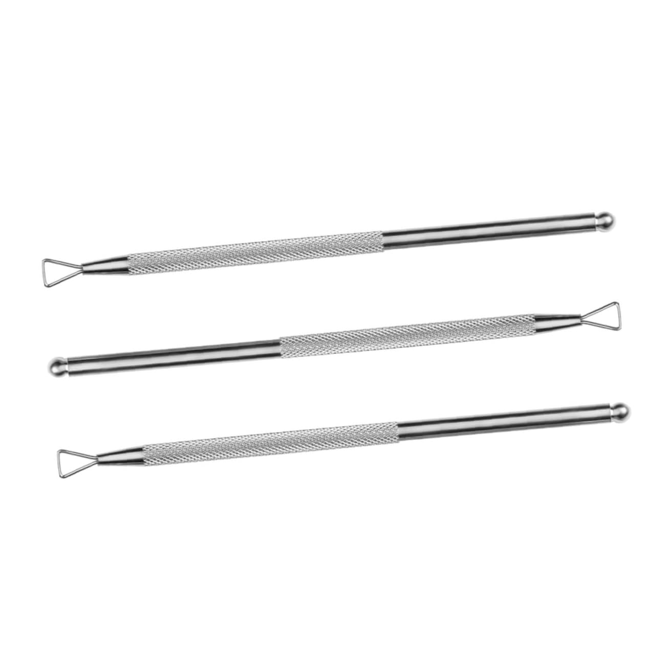 HAPINARY 3pcs Stainless Steel Cuticle Pusher Triangle Round Double-side Nail Polish Remover for Instant Cuticle Removal