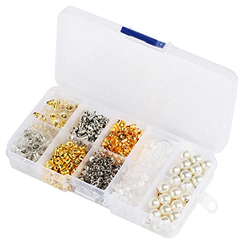 Earring Backs,Earring backings Naler 10 Styles Earring Back Clips Bullet Shape Earring Backs Butterfly Metal Pearl Rubber Plastic Secure Earring Backs for Safety, 700 Pieces